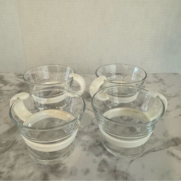 Vintage Set Of 4 Bodum Demitasse 2.5 oz Espresso Cups, White Handles - Picture 5 of 7